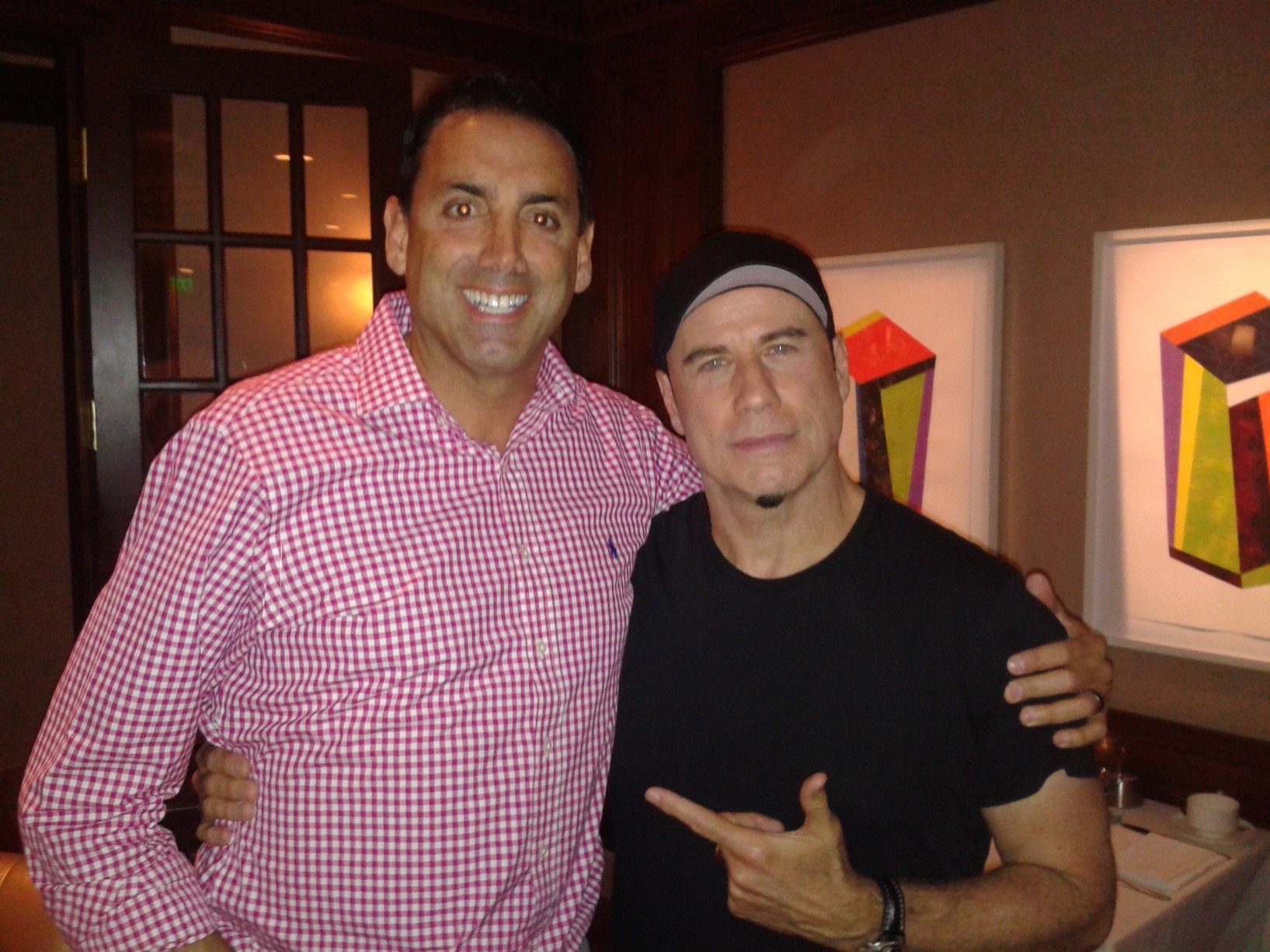 Producer Howard Burd with John Travolta on a feature film set